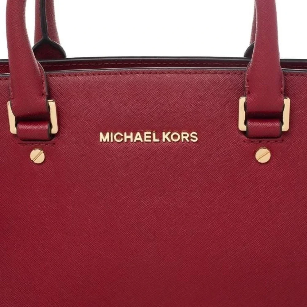MIchael Kors SELMA‎ LARGE Saffiano Leather Satchel Handbag Cherry Red